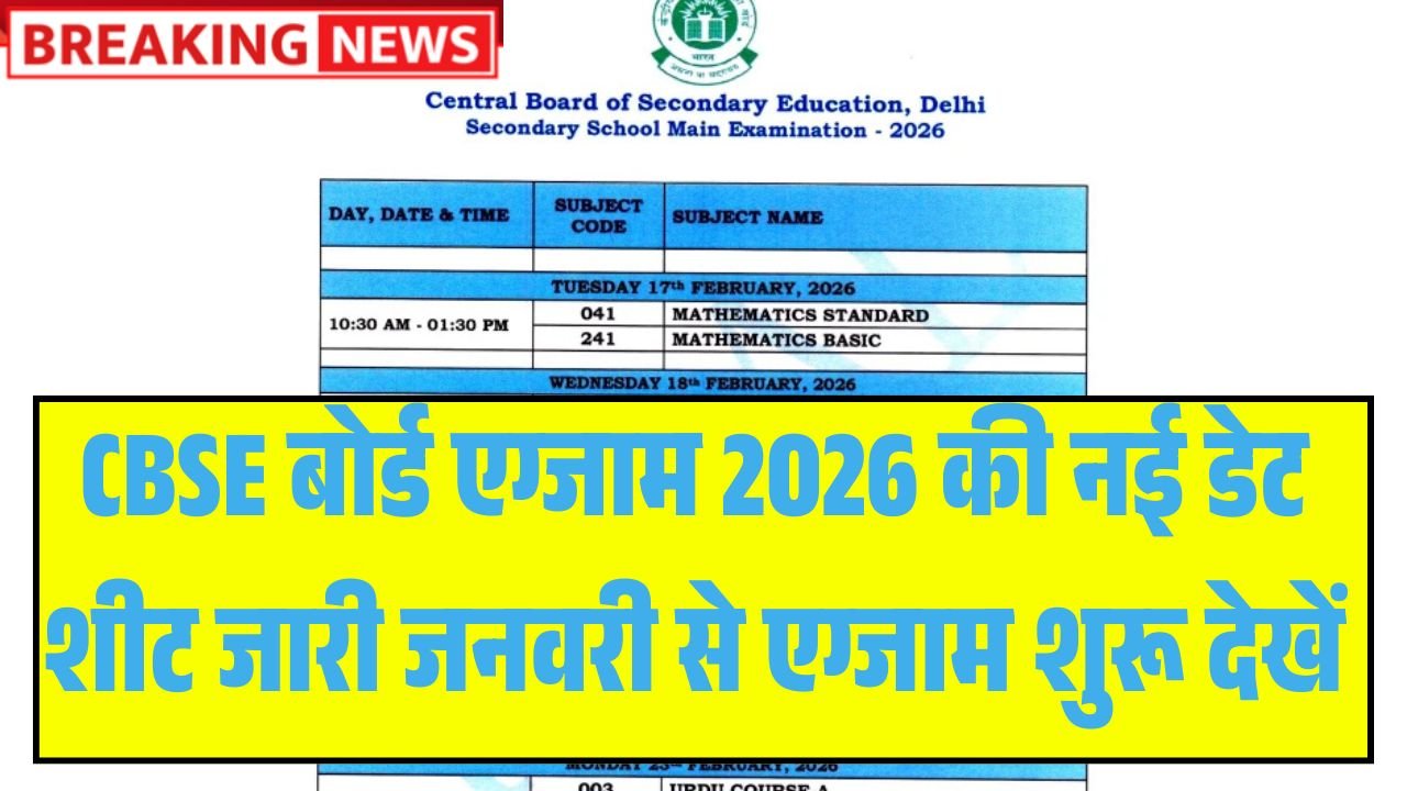 CBSE Board Date Sheet Exam 2026